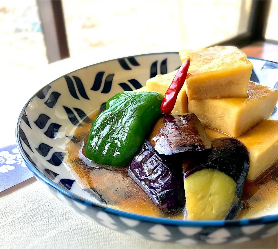 昼ごはん  揚げ高野豆腐と野菜のオイスターソース煮|砂雪さん