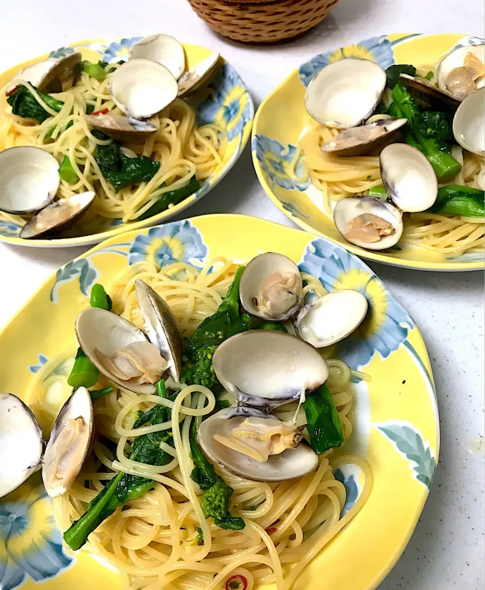 🍝菜の花とハマグリのパスタ|春夏秋冬さん