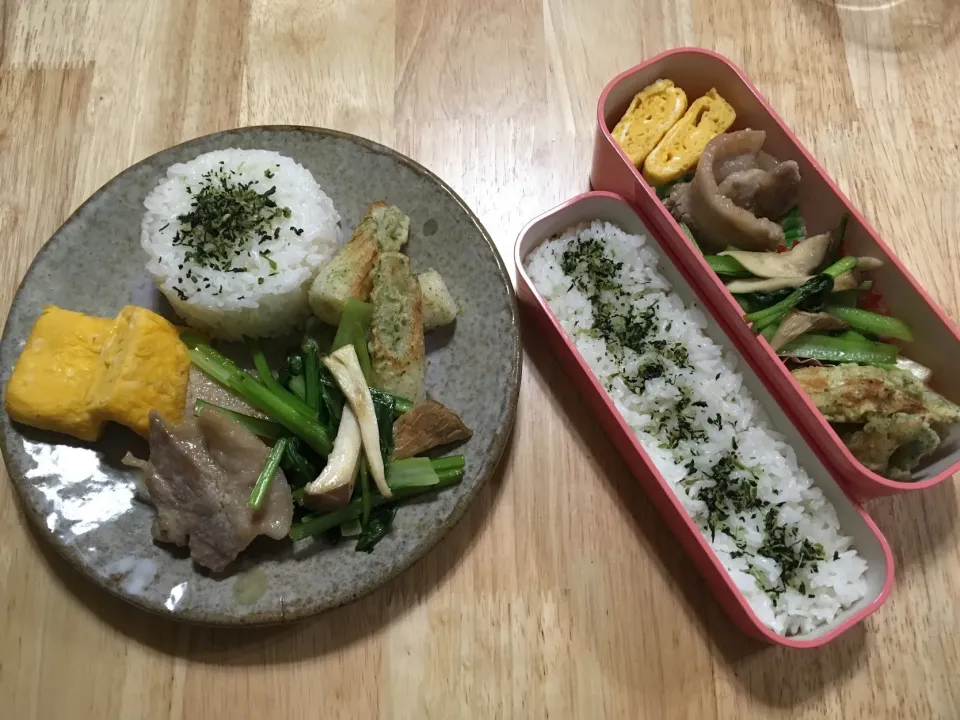 Snapdishの料理写真:今日の自分お弁当and旦那さんプレート(´>∀<｀)ゝ))ｴﾍﾍ|さくたえさん