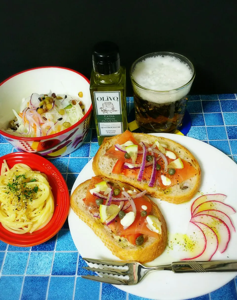 Snapdishの料理写真:3／1晩ごはん open  sandwich★|☆Yumi☆さん