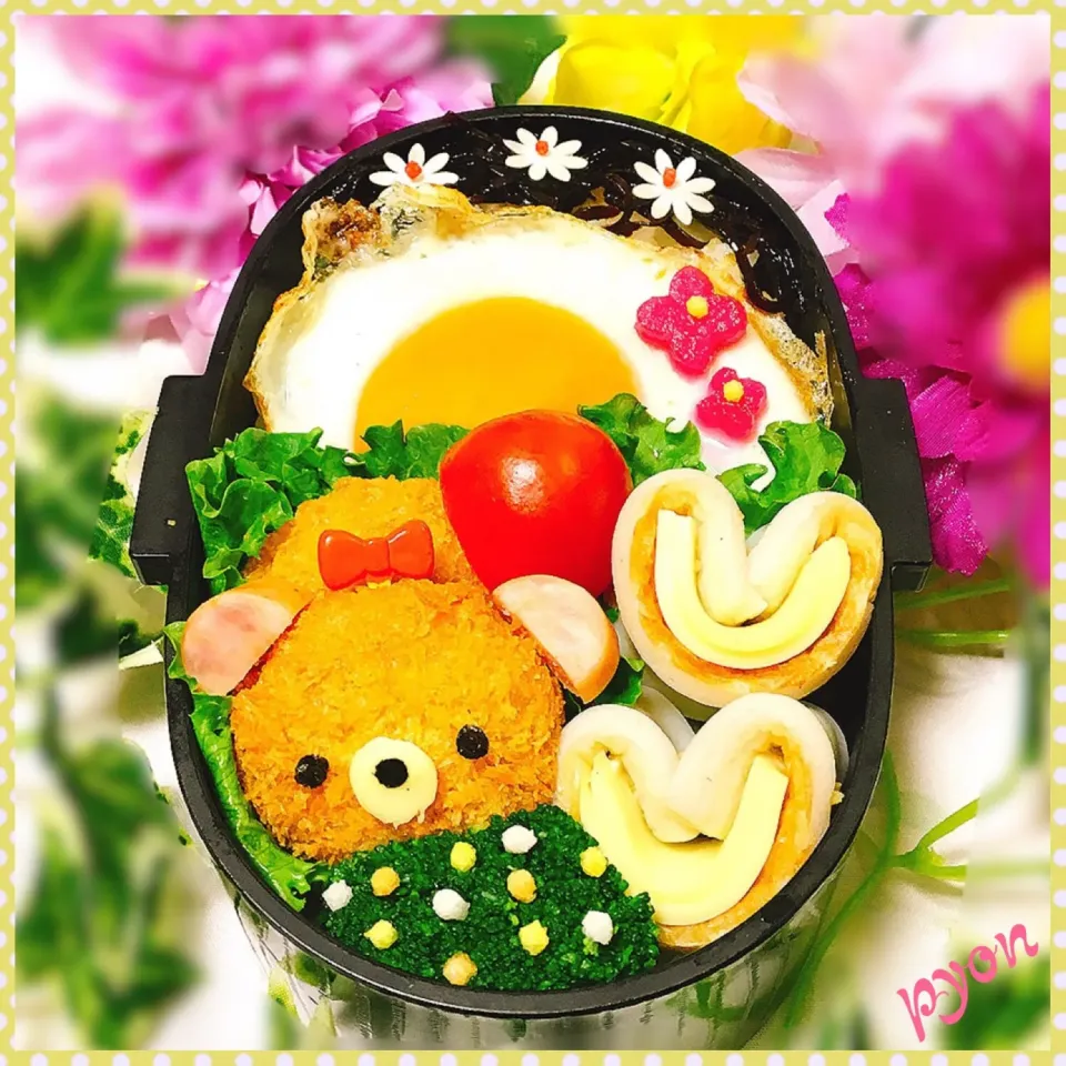 中1娘ちゃんのお弁当♡(❊´︶`❊)｡۞·:
 #女子弁  #娘弁当  #お弁当|ぴょんちゃんさん