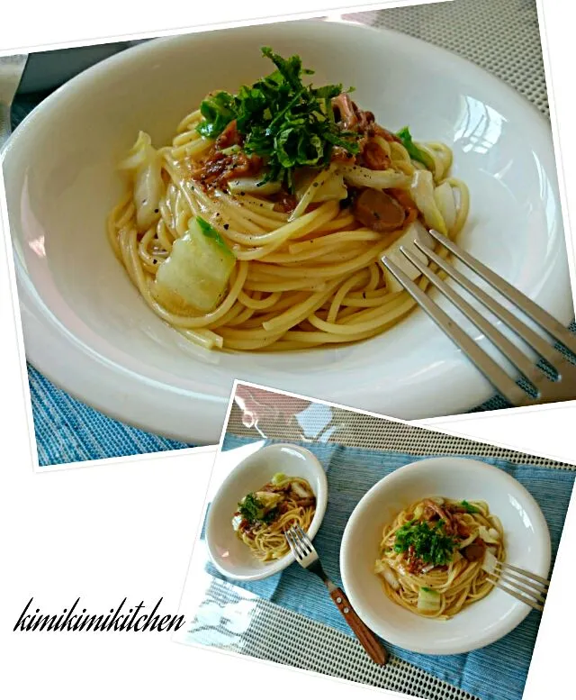 #簡単昼うちパスタ                                          休日の息子と私の簡単パスタ|kimi=kimi🌼Kitchenさん