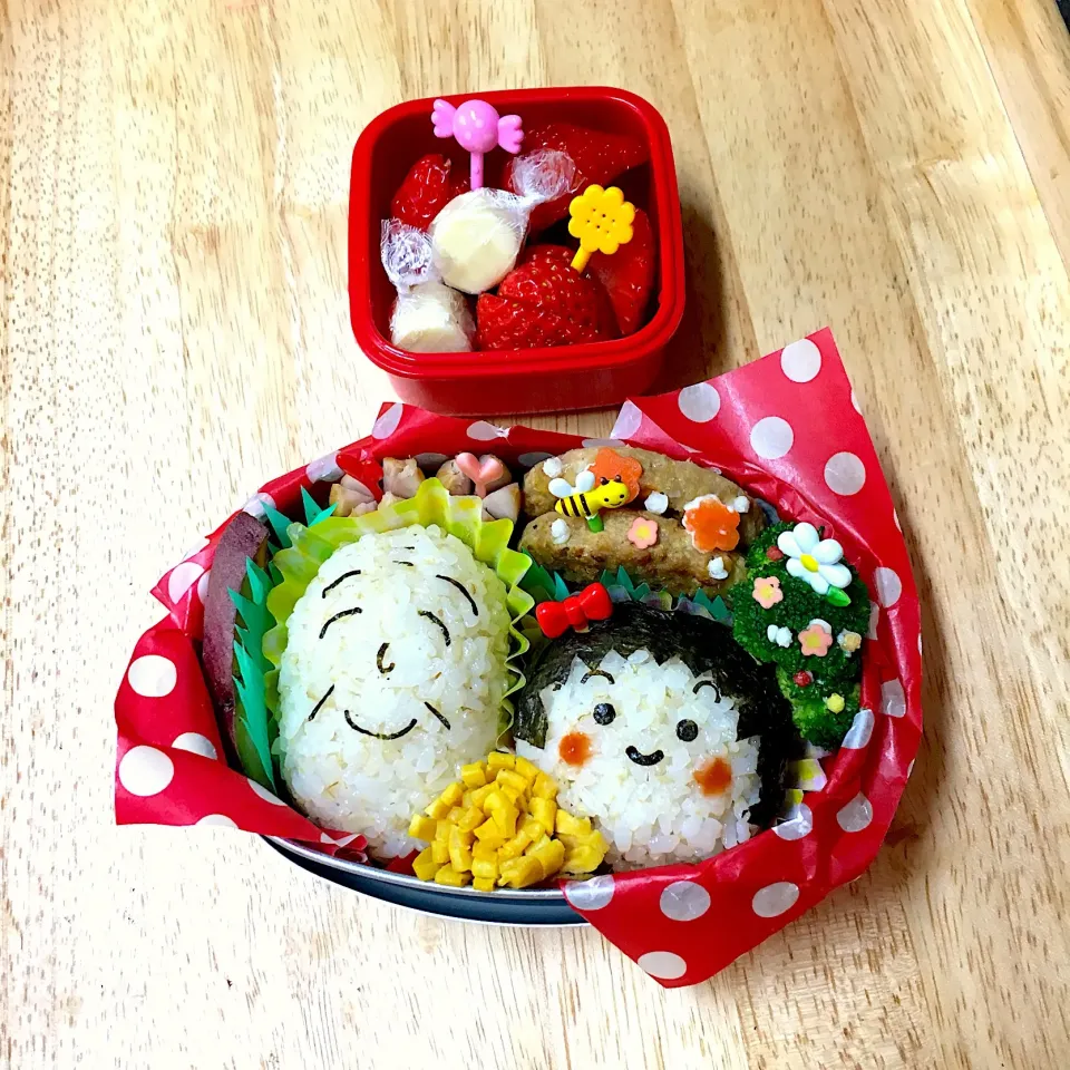 幼稚園のお弁当🍱残すところあと一回！
海苔を切るのが苦手な私が避けてきたまるちゃん✨頑張りました💧|NRmamaさん