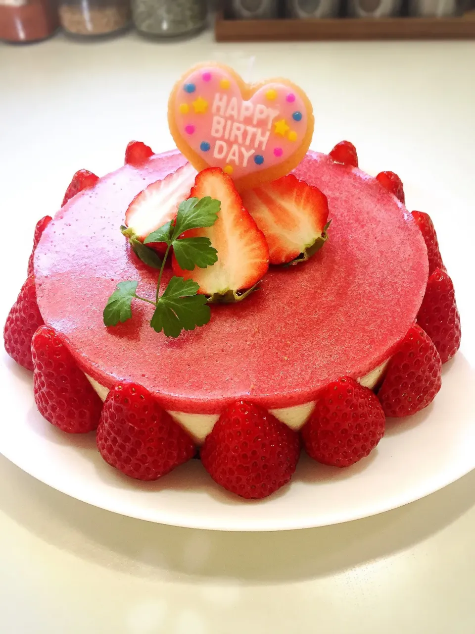 #誕生日ケーキ #苺レアチーズケーキ#苺ゼリー|みわさん