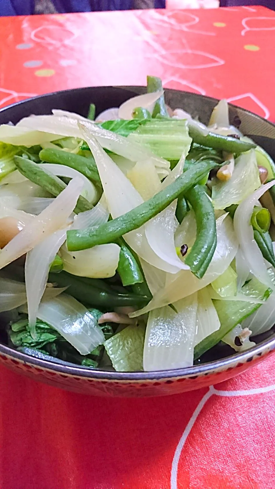 しろ菜とインゲンの煮浸し|ぱやさん