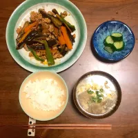 Snapdishの料理写真:・麻婆茄子
・ふかひれスープ
・きゅうりの浅漬け|はるなさん