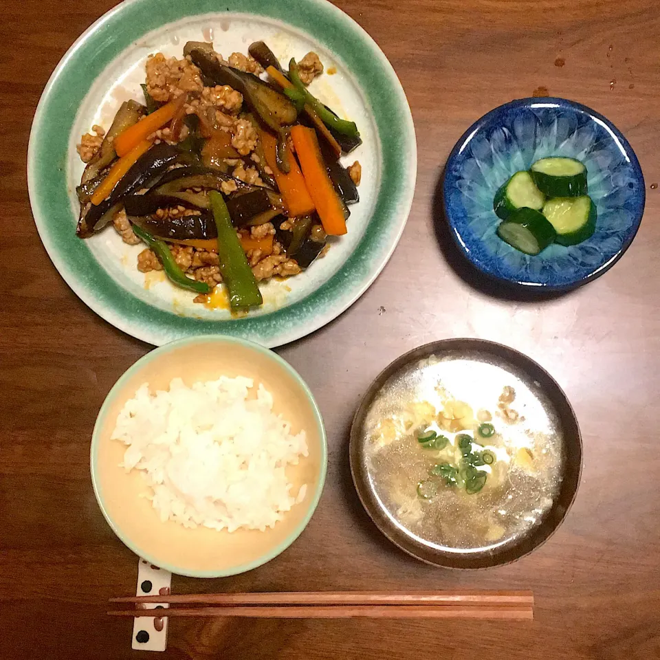 Snapdishの料理写真:・麻婆茄子
・ふかひれスープ
・きゅうりの浅漬け|はるなさん