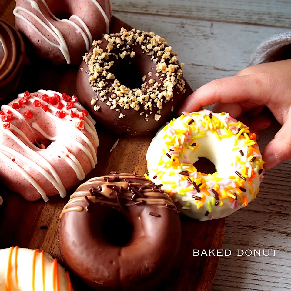 Snapdishの料理写真:🍩焼きドーナツ🍩 ～まだムチムチ感が消えない5才児の手を添えて～|うさぽんたさん