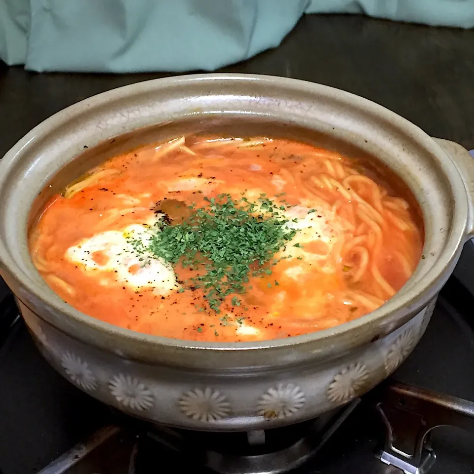 常夜鍋の〆にトマトラーメン!  (^-^)|Kei Satoさん