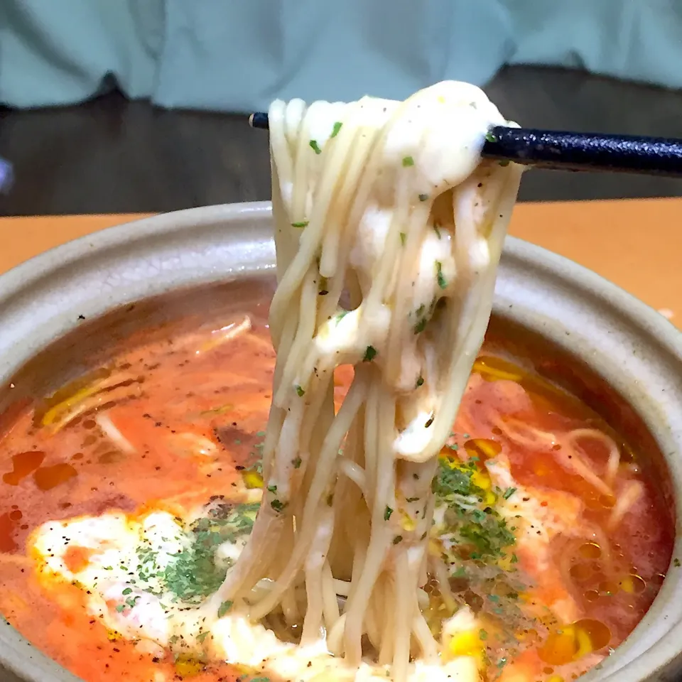 常夜鍋の〆にトマトラーメン!  (^-^)|Kei Satoさん