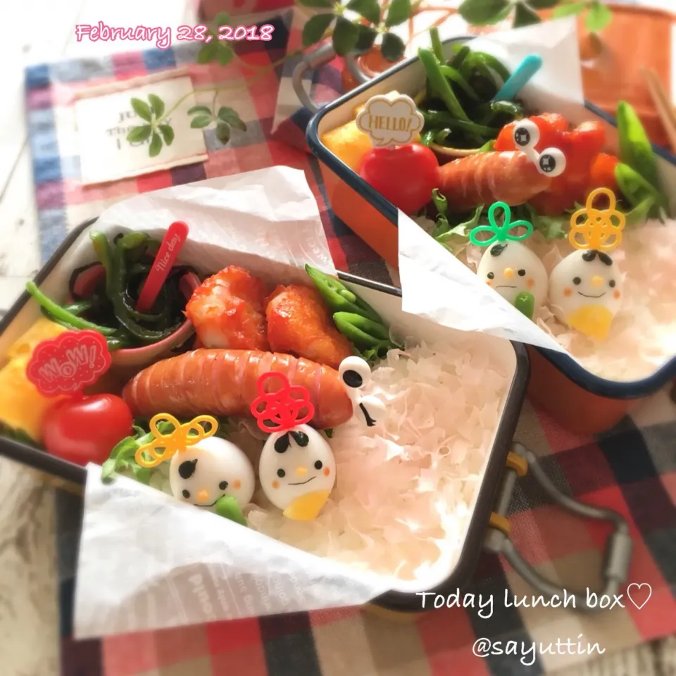 うずらの卵でちょこんとお内裏さまとお雛様弁当#女子中学生弁当 #ひな祭り弁当 #娘弁当|sayu♡さん