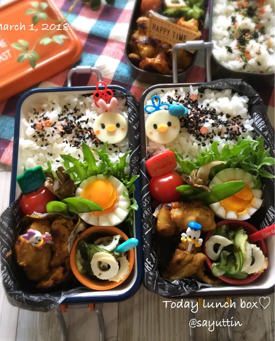 Snapdishの料理写真:ツムツム☆ドナルド&デイジーのひな祭り弁当🎎#女子中学生弁当 #中学生弁当#ディズニー #ドナルド&デイジーの #ひなまつり弁当|sayu♡さん