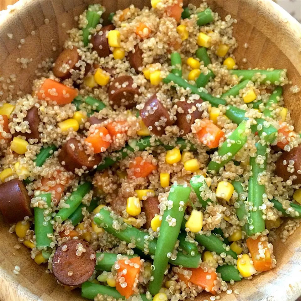 Quinoa, green beans, carrots, corn and vegan merguez 👌🏼🌱|MissYumYumさん