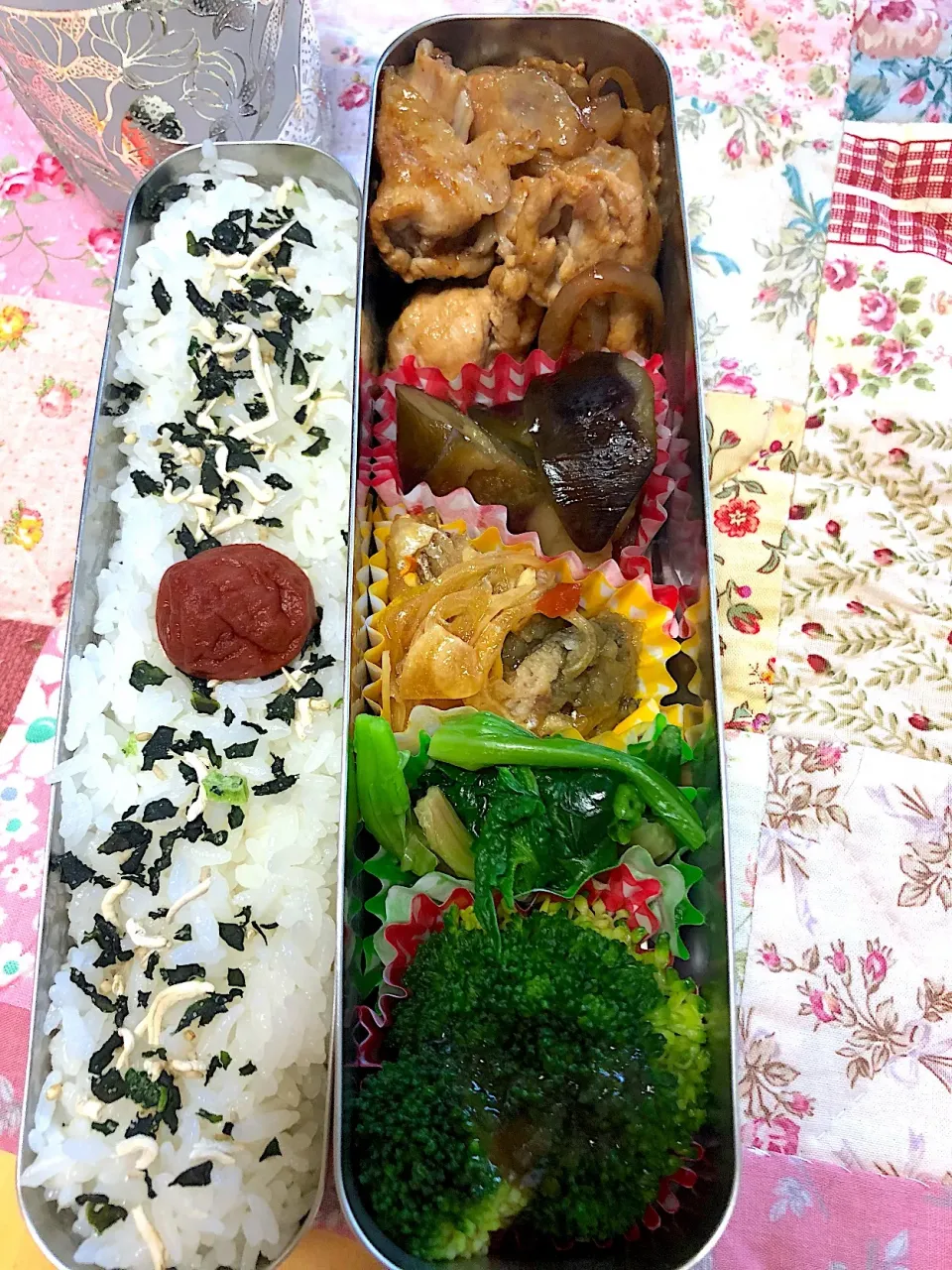 Snapdishの料理写真:焼肉 あじの南蛮漬け 茄子煮 ほうれん草おひたし ブロッコリー🥦弁当。|Kumiko Kimuraさん