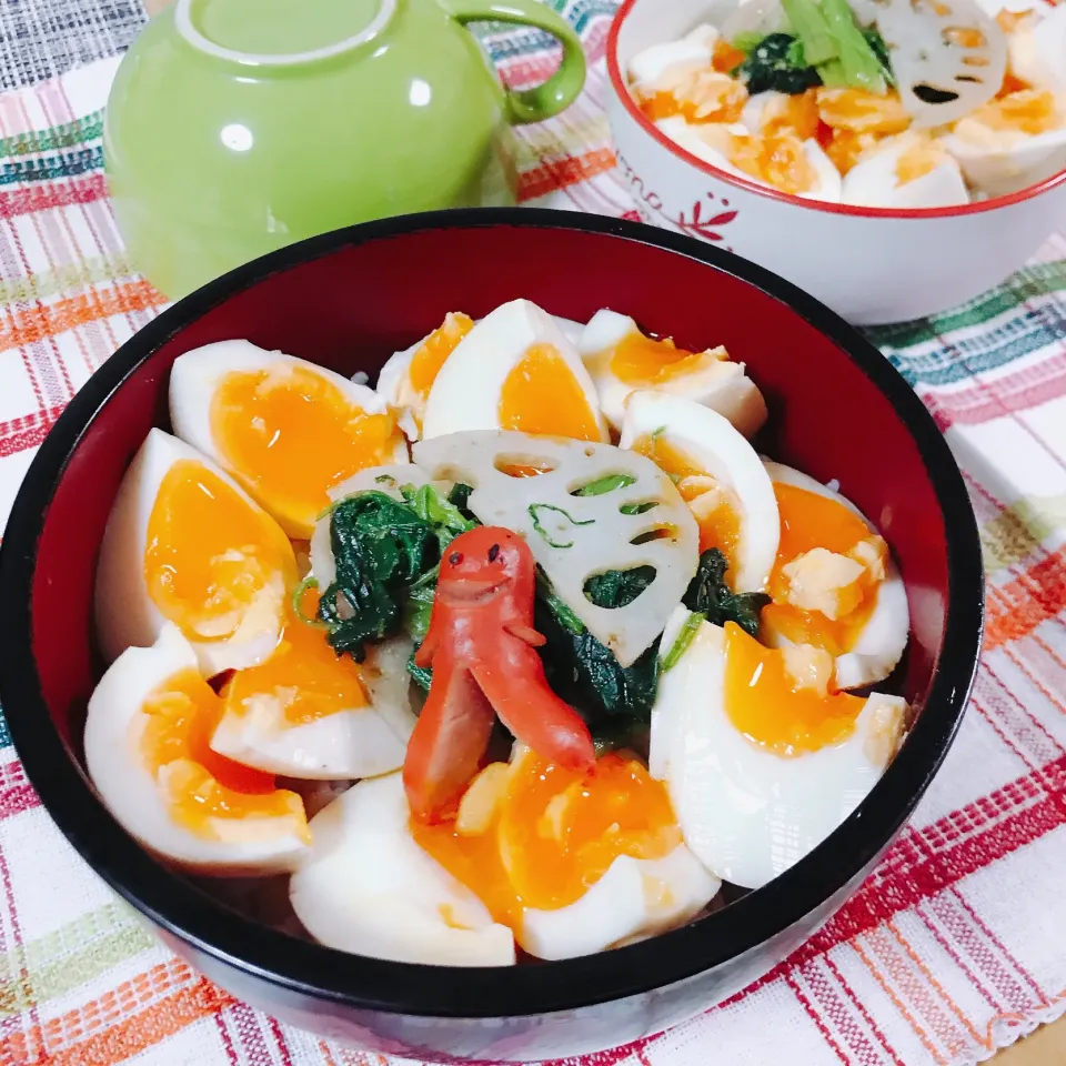 味玉丼、ソーセー人のせ～|よししさん