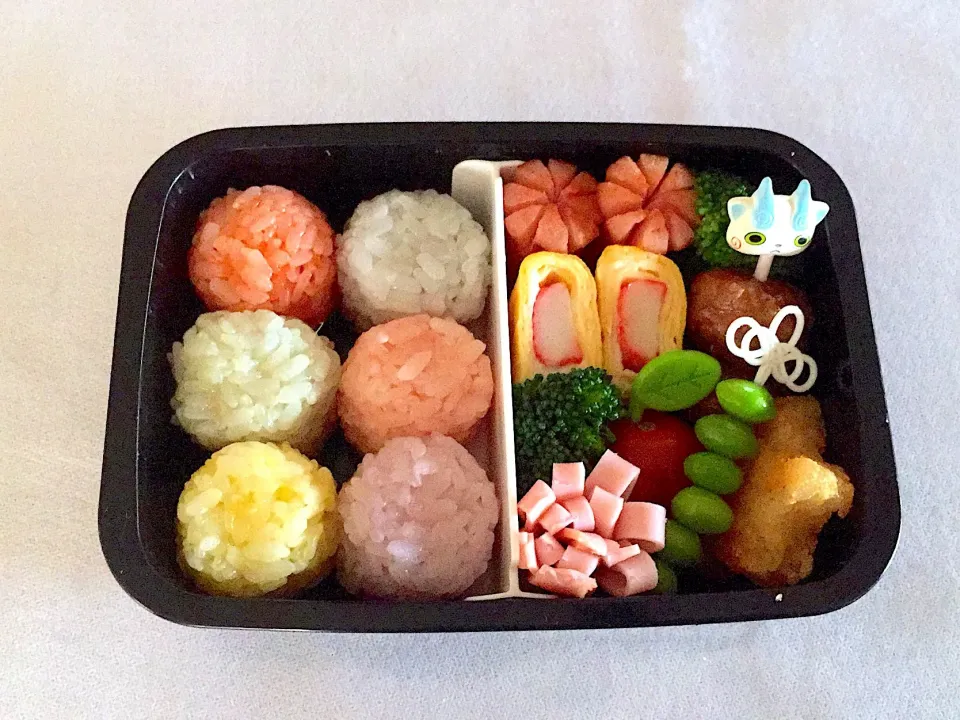 Snapdishの料理写真:カラフルおにぎり弁当|jun.yoshi.mamaさん