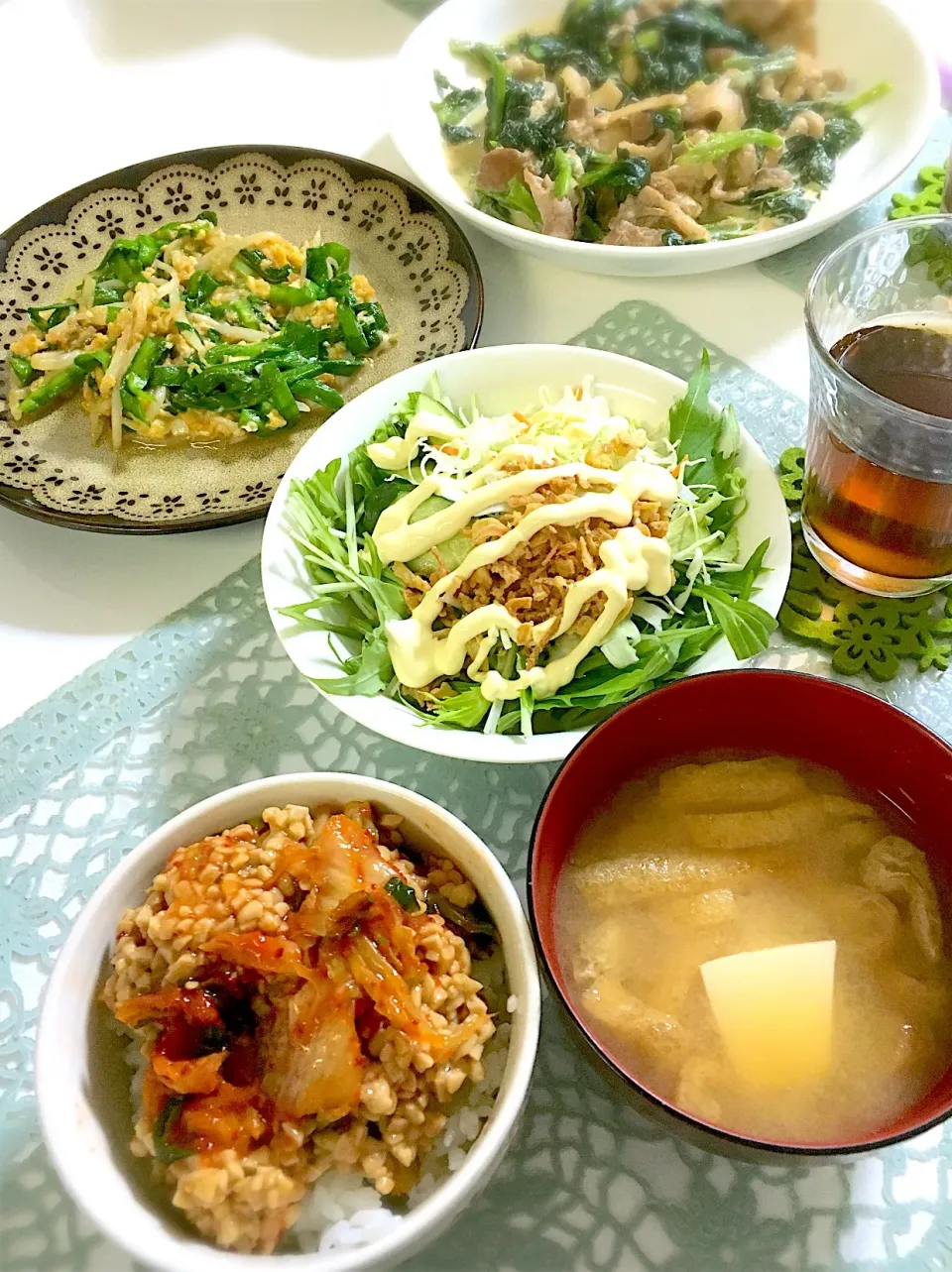 Snapdishの料理写真:緑の野菜の晩ご飯|ゆきさん