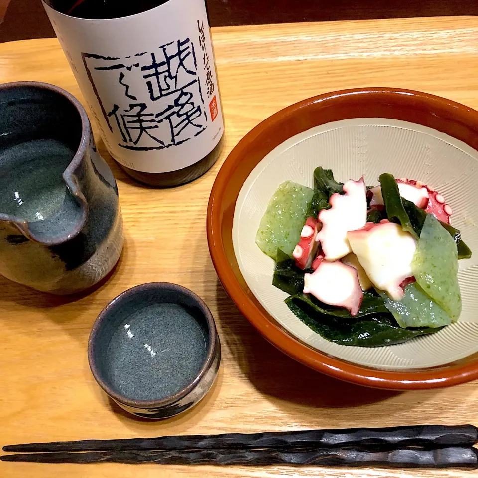 タコ、ワカメ、刺身蒟蒻の酢味噌和え😊|Jean Nobyさん