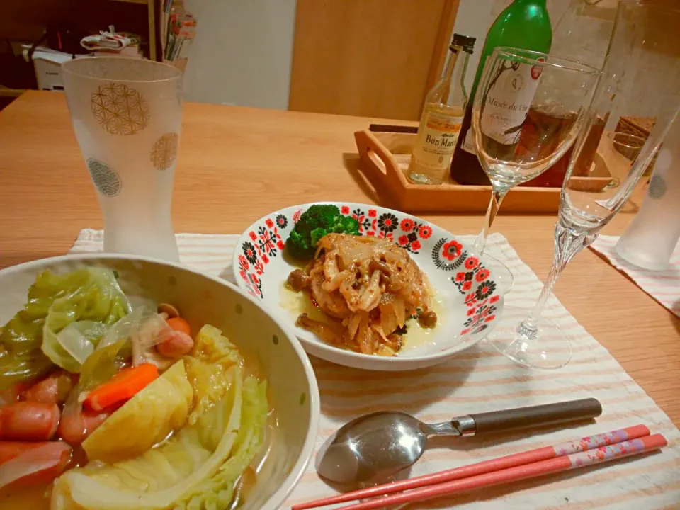 ホワイトデー★〜旦那料理〜ハンバーグのクリーム粒マスタード煮とゴロゴロ野菜スープ|かなさん