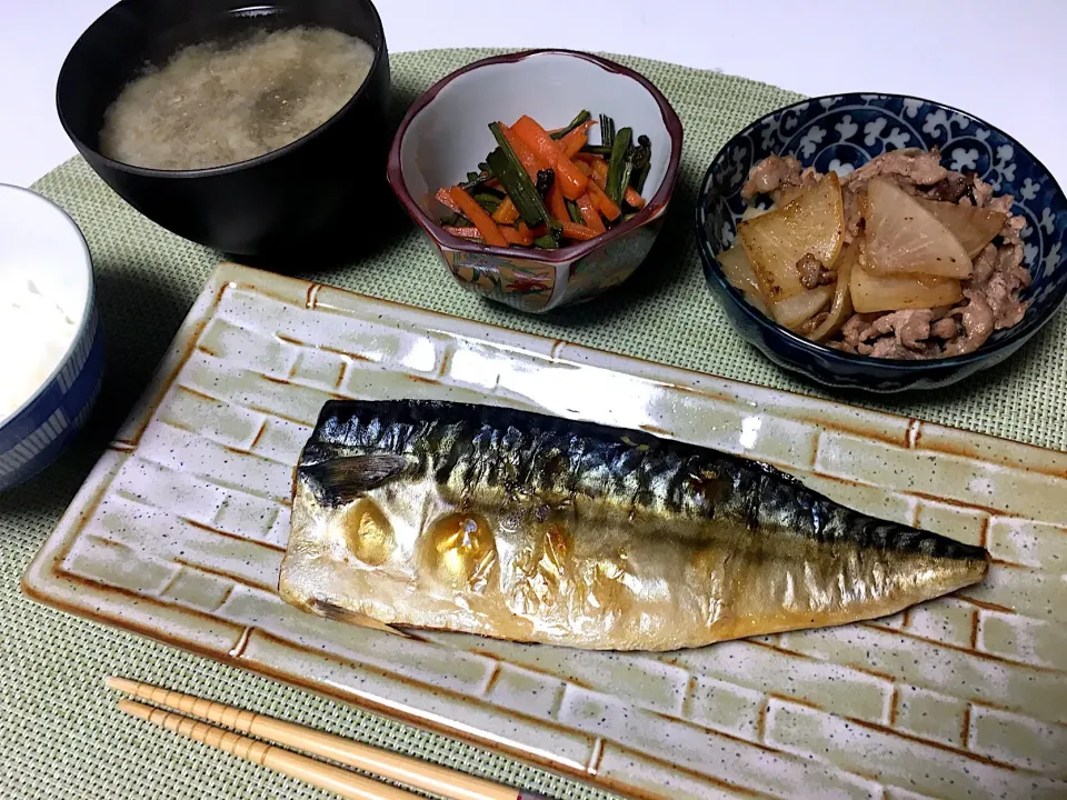 鯖、わらびきんぴら、大根豚肉炒め|ずずさん