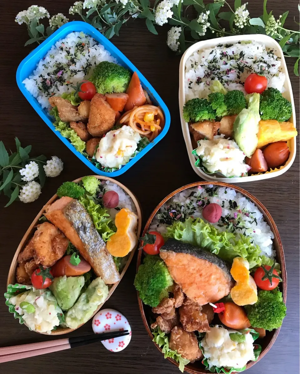 Snapdishの料理写真:今朝は大変ですよ〜5人分弁当|さえちゃんさん