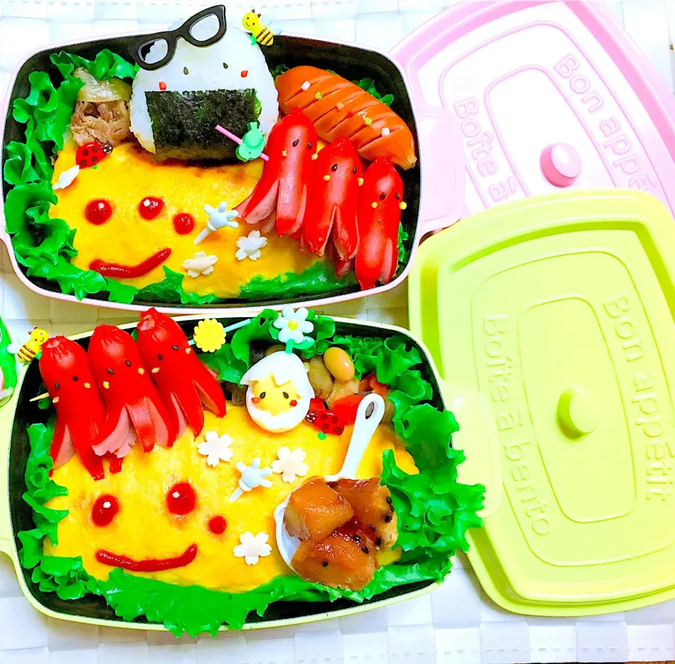 姉妹弁当
#オムライス
#お弁当|ふみさん