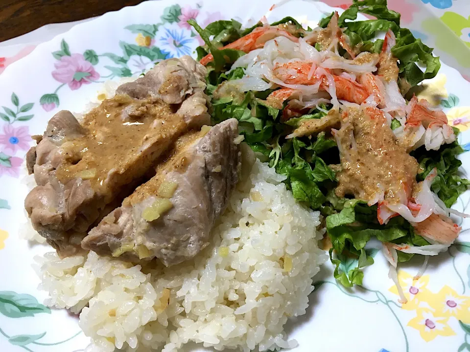 蒸し鶏としょうがご飯|はっちぃさん