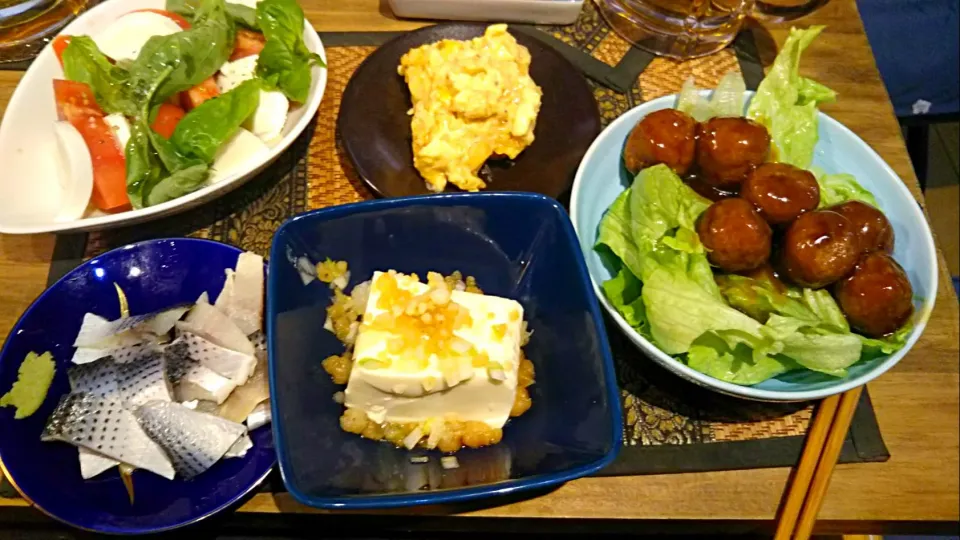 カプレーゼ＆肉団子＆チキン南蛮＆冷奴＆コハダ|まぐろさん