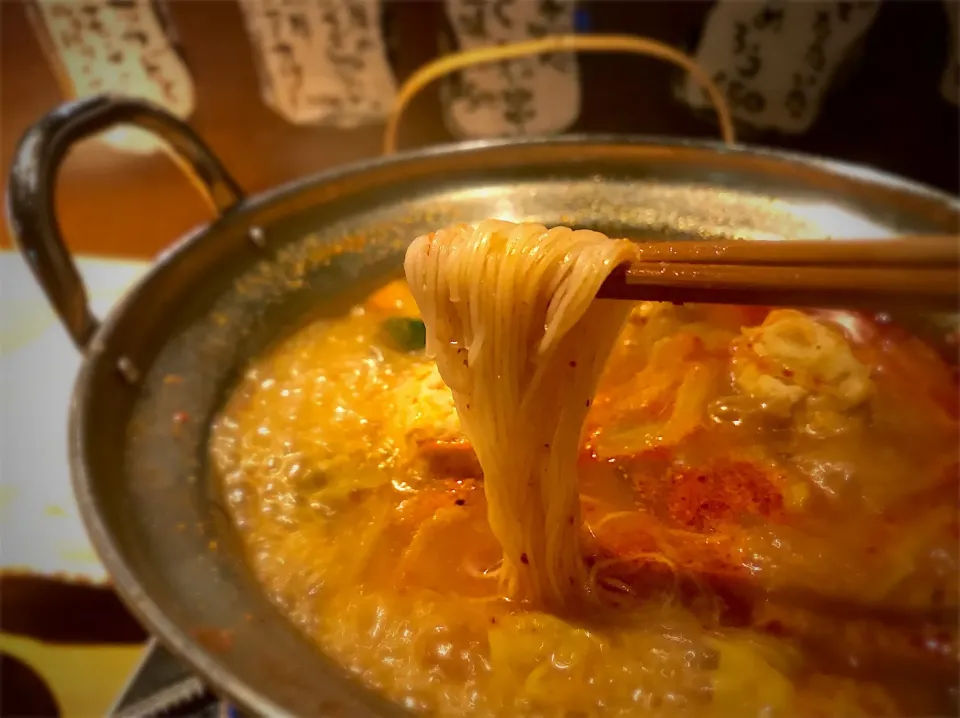 Snapdishの料理写真:壱兆庵 鶏団子鍋 〆そうめん三輪|半田手延べそうめんの店 阿波や壱兆さん