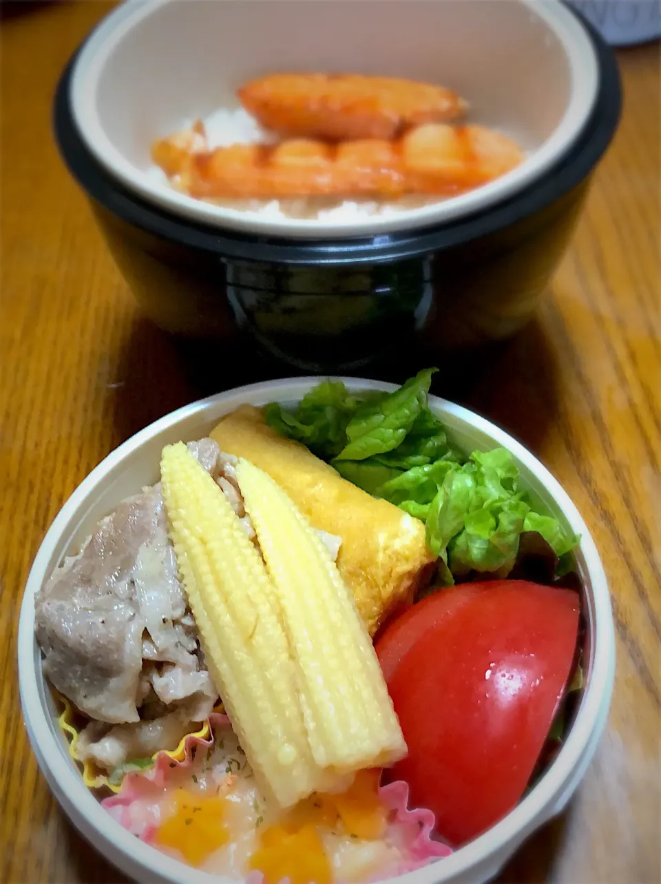 3月20日(火) 豚ねぎ焼き弁当🍱 卵焼き、サラダ、焼き鮭|かよっぺさん