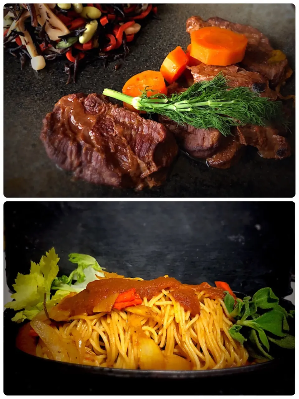 牛🐃ほほ肉のトマト🍅煮込みステーキ🥩からのあんかけスパ🍝|佐野未起さん