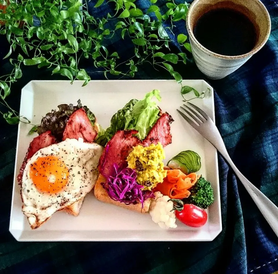 オープンサンド朝昼ごはん☕🍞🌄|瑞さん