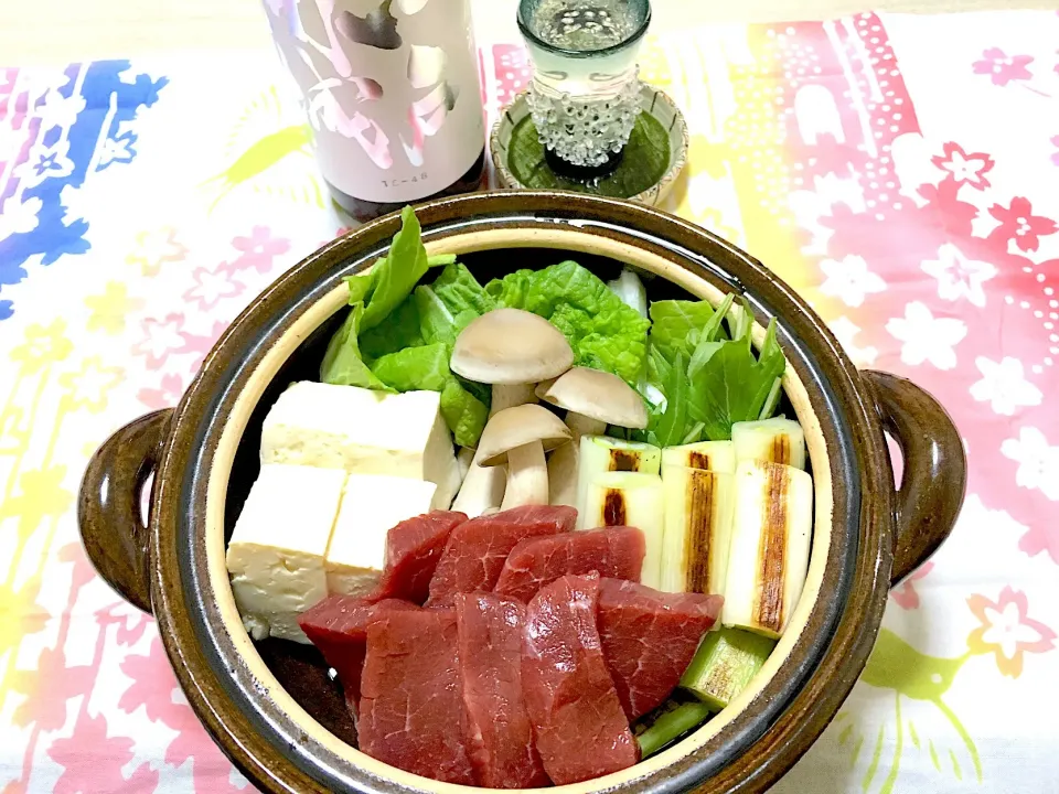 Snapdishの料理写真:ネギ馬鍋
江戸開城 純米吟醸 原酒（東京）|藤井裕之三号店さん