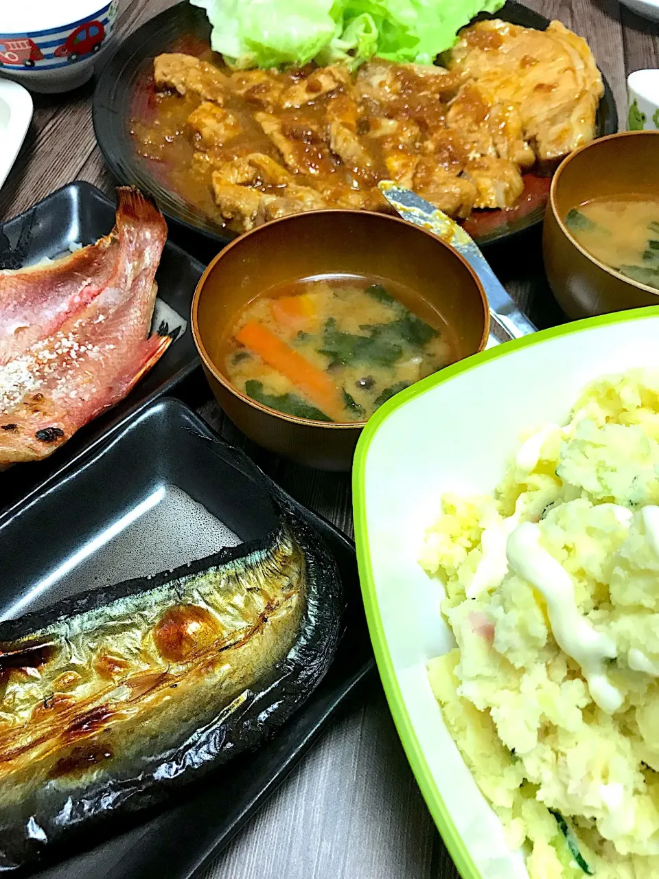 ボークケチャップ☆赤魚の塩焼き☆サンマの塩焼き☆ポテトサラダ|MEGUMIさん