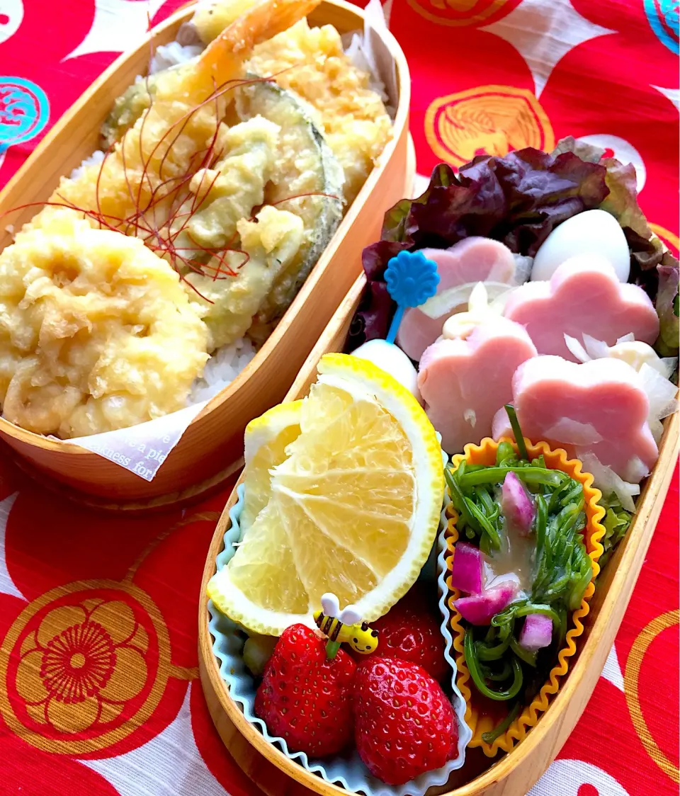 #お父さん弁当 
 #お弁当じまん 
 #天丼弁当 
 #野菜たっぷり 
 #ヘルシー弁当 
 #和食弁当|Blueberry🫐さん