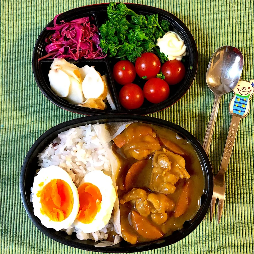 今日のお弁当カレー🍛^ ^
自家製のレッドキャベツのサワーと菊芋のかんたん酢漬け^ ^|RU.Farmさん