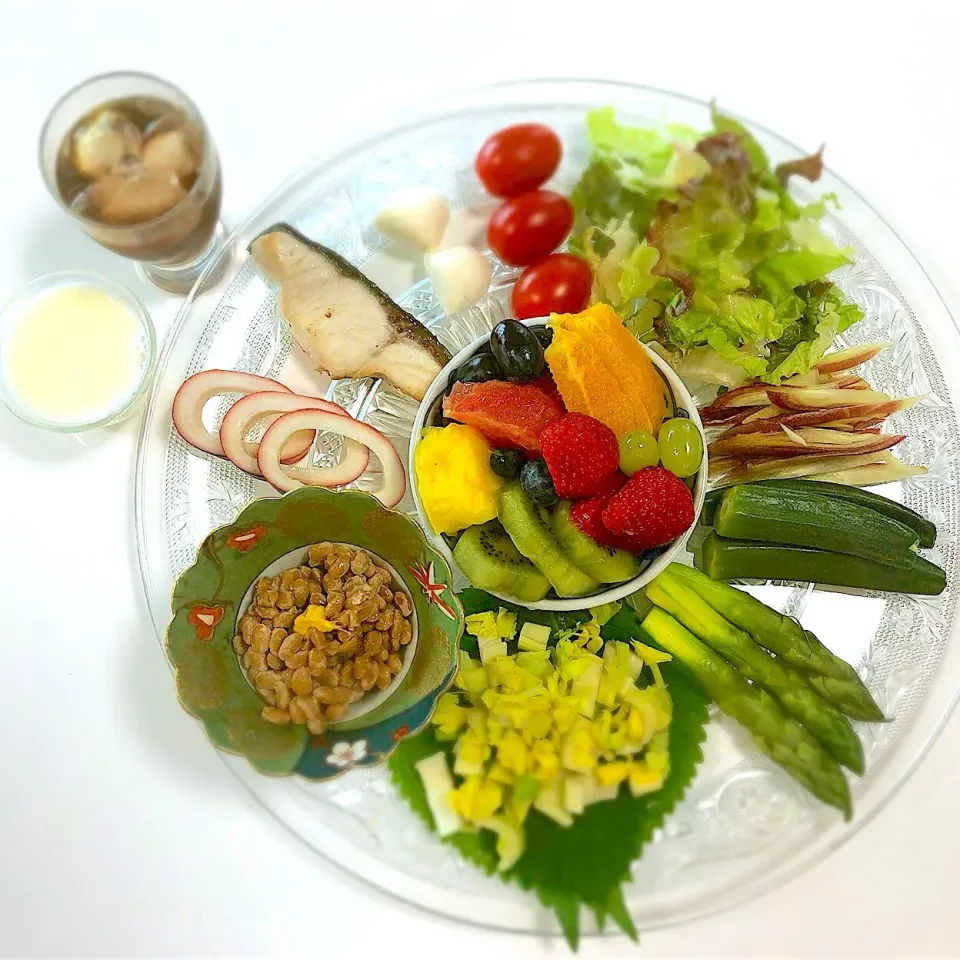 Snapdishの料理写真:2018年3月23日の「ドクターにしやま由美式時計回り食べダイエットプレート」の朝食を皆様にご紹介しますね❗️|ドクターにしやま由美式時計回りダイエットプレートさん