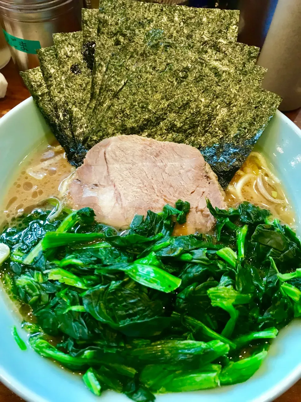 Snapdishの料理写真:ほうれん草ラーメン海苔増し|yさん