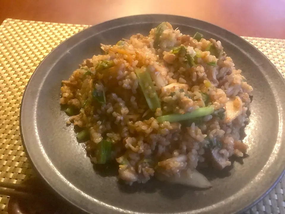 Snapdishの料理写真:泡菜炒饭🔥Kimchi Fried brown rice🇰🇷ｷﾑﾁ納豆玄米炒飯|🌈Ami🍻さん