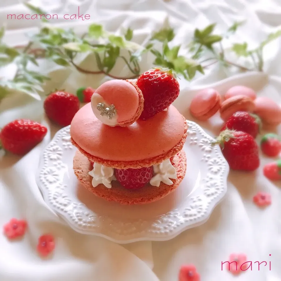 マカロンケーキ
 #手作り #手作りマカロン #マカロン #マカロンケーキ #手作りおやつ #お菓子作り|まーり（@mariyuiren）さん