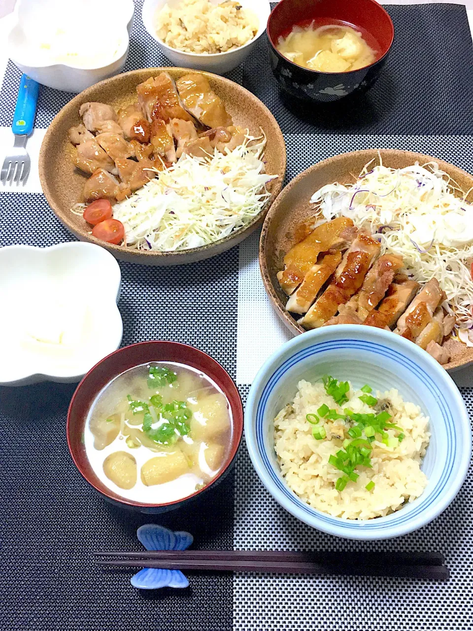 #照り焼きチキン  #あさりの炊き込みご飯  #お味噌汁  #豆腐|時田卓真さん