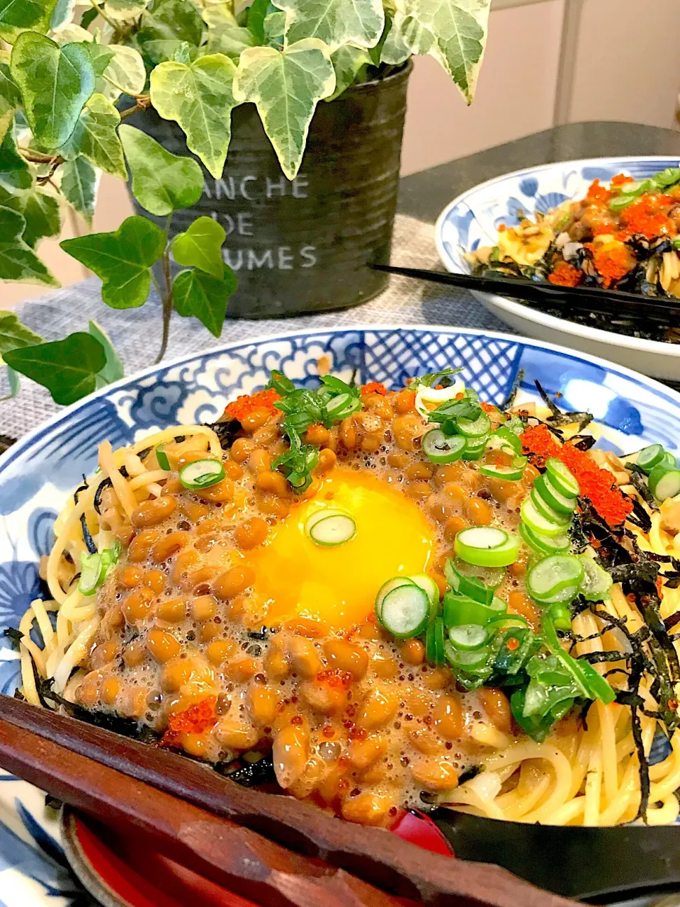 Snapdishの料理写真:みるくここあさんの料理 🍝納豆のいぶりがっこタルタル和風スパゲッティ|シュトママさん