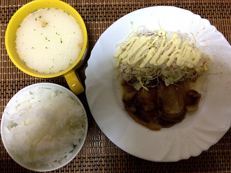 豚肉生姜炒めご飯|ばーさんさん