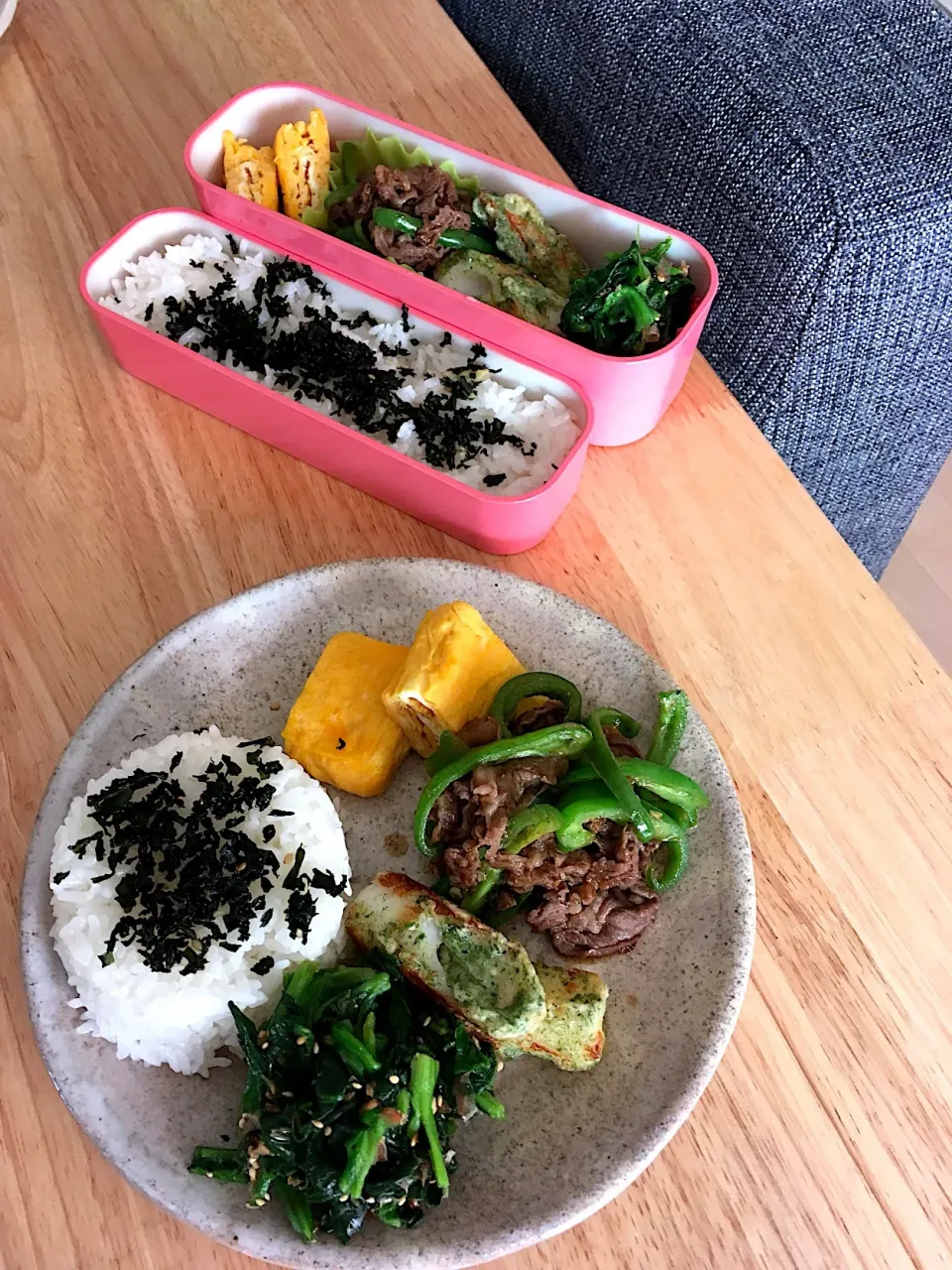 今日の自分お弁当と旦那さんプレート(●´・з･●)-☆チュッ！|さくたえさん