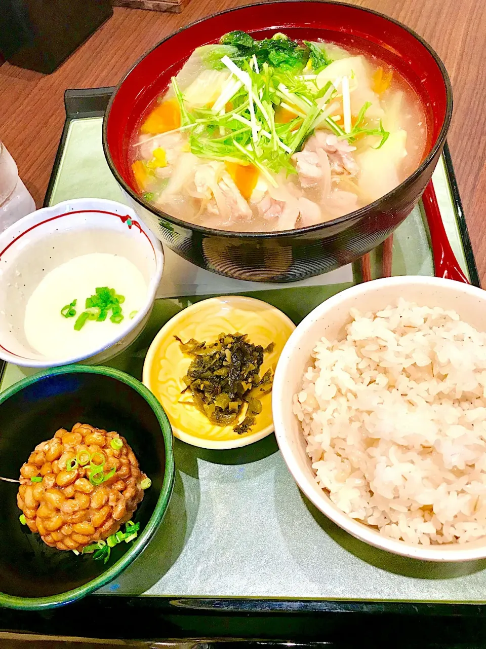 鶏生姜汁と納豆定食|yさん