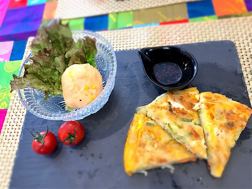 チヂミとキムチポテトサラダ|Maumuさん