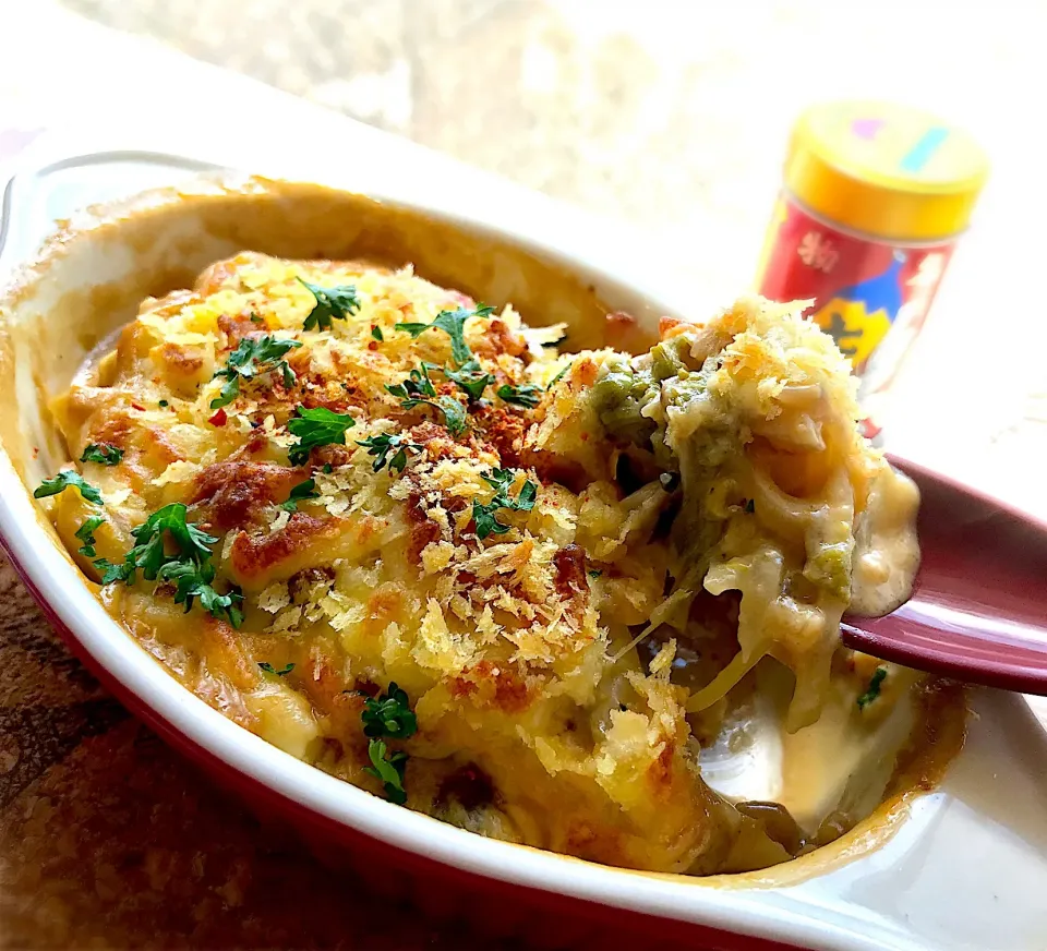 昼ごはん  うさかめさんのふきのとう味噌で、ふきみそクリームポテトグラタン|砂雪さん