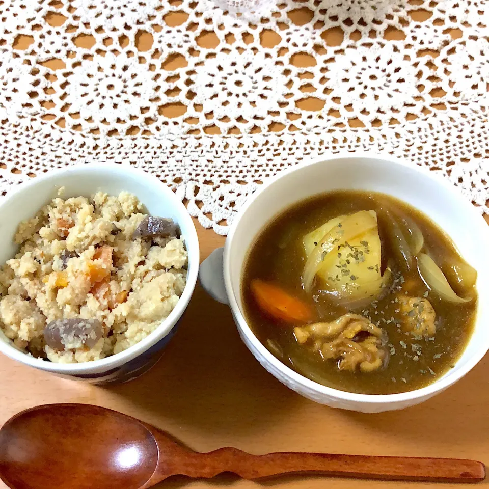 無水鍋で作ったカレーとおから|もぐもぐさん