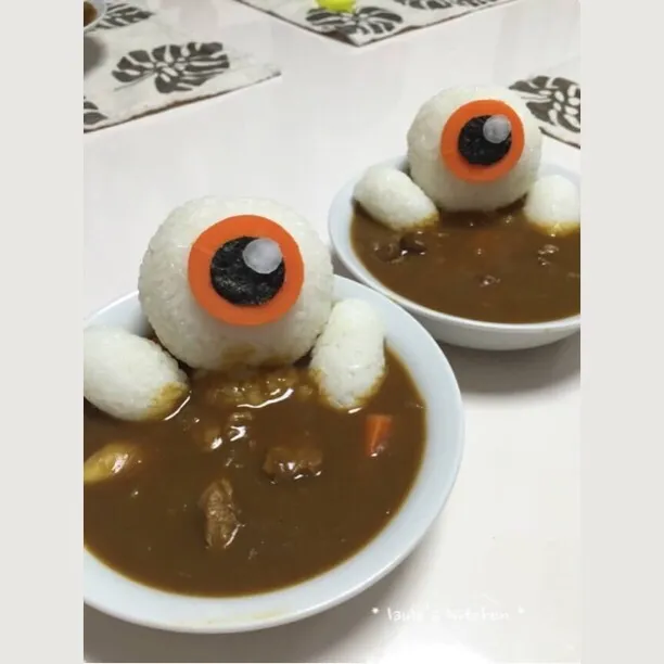 Snapdishの料理写真:目玉おやじのデコカレー♡︎|laulea_kitchenさん