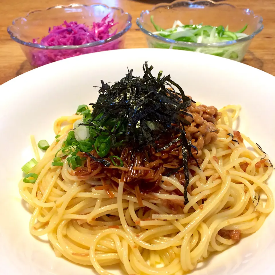 #vegan  #グルテンフリー  #シュガーフリー 
梅納豆パスタ|makiko_aさん